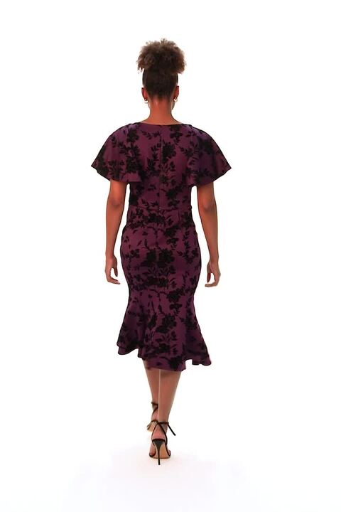 Purple Glitter Floral Flocked Flutter Dress | Roman UK Purple Glitter Floral Flocked Flutter Dress | Roman UK