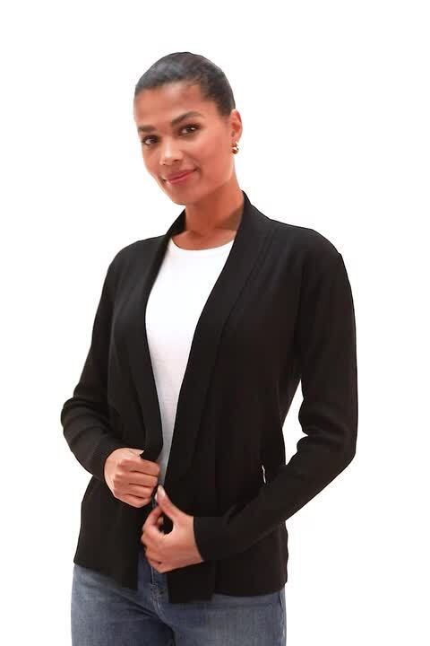 Knitted Zip Detail Jacket in Black - Roman Originals UK