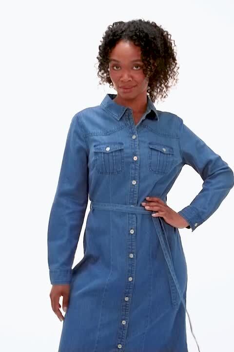 womens denim shirt dress uk Womens Blue Denim Look Shirt Dress