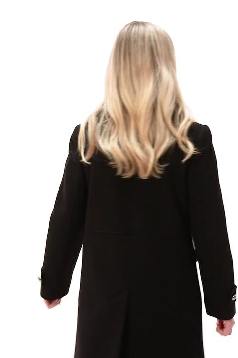 Petite Double Breasted Military Coat in Black
