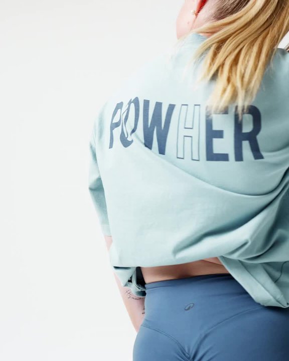 Women's Oversized Sports T-Shirt - Blue/Grey - Video 2