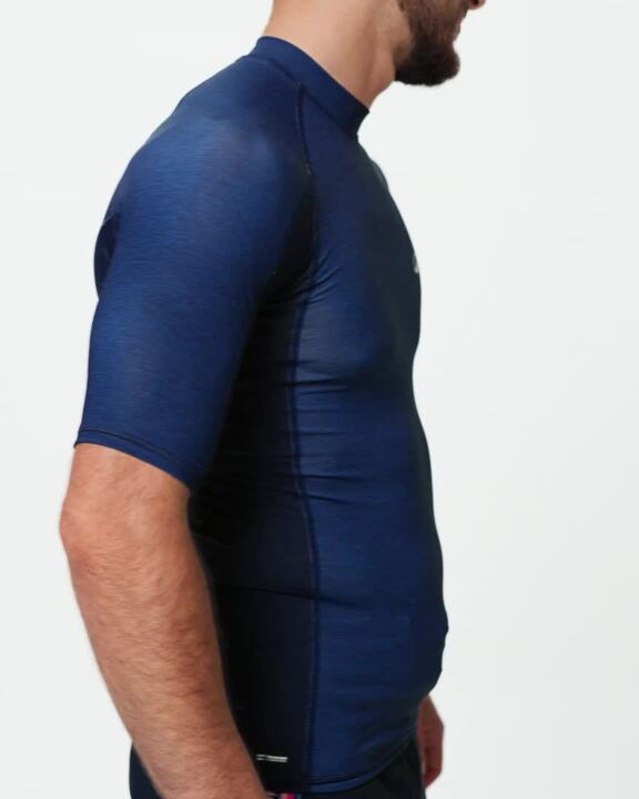Men’s surfing short sleeve UV-protection t-shirt, 500 Amphi blue - Video 2