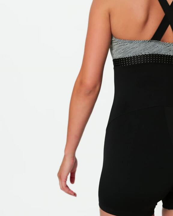 W 1P swimsuit aquafitness and aquabiking, shorty style, Elea Sono black beige - Video 2