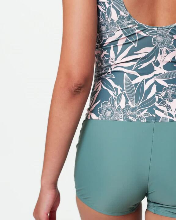 Women’s 1-piece shorty swimsuit - Dova dori khaki - Video 2
