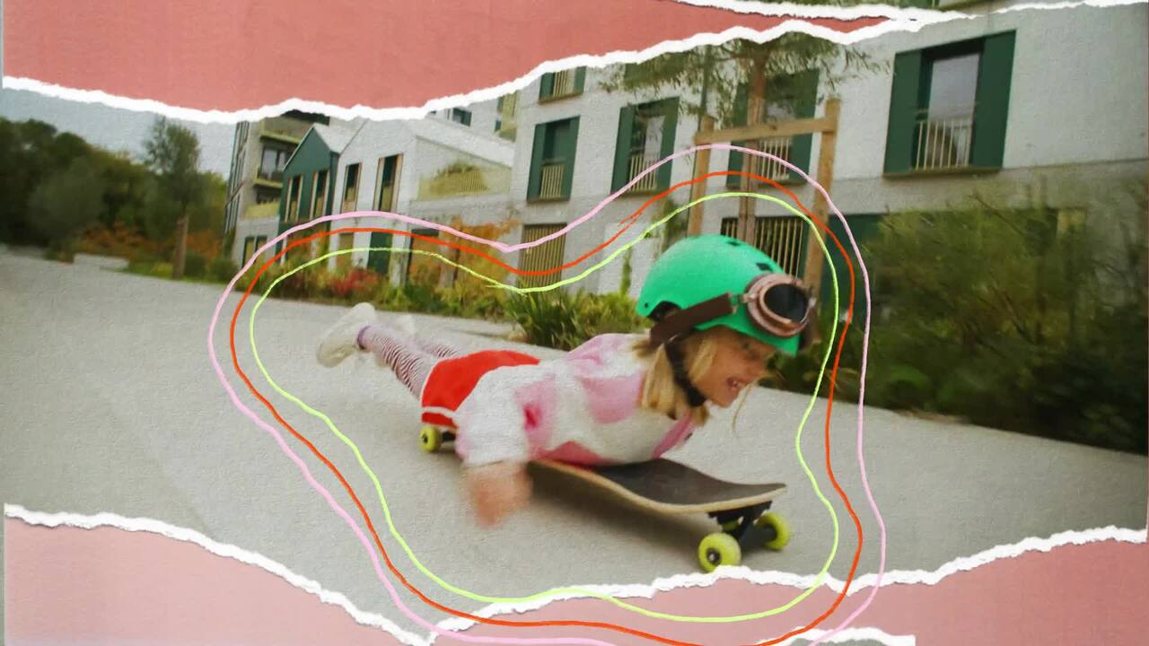 Skateboard enfant 3 à 7 ans Play 120 HAPPY MOUNTAINS - Video 2