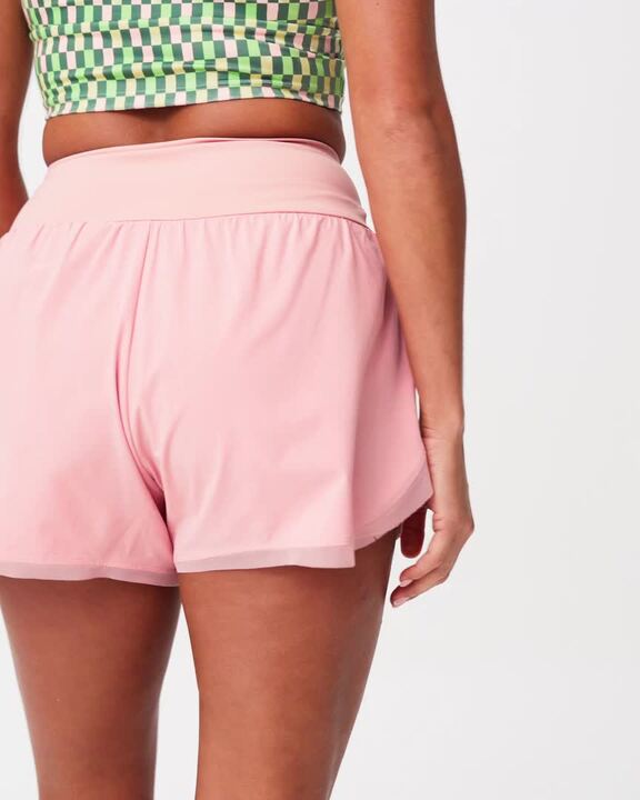 Women's Double Layer Spot Shorts - Pink - Video 2