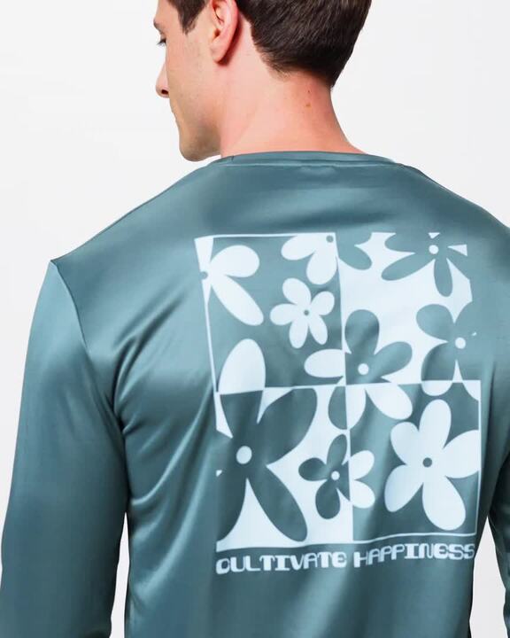 Men’s loose-fitting long-sleeved anti-UV surf t-shirt, Cutyflow grey - Video 2