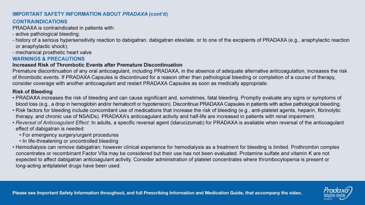 Featured Patient Video  Pradaxa® (dabigatran etexilate capsules)