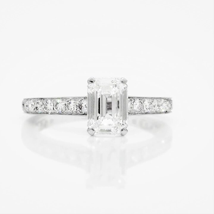 Flame Emerald Cut Diamond Engagement Ring