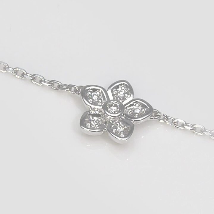 ワイルドフラワー プティ パヴェ ダイヤモンド ネックレス, ホワイト