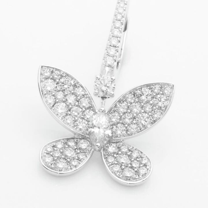 パヴェ バタフライ ダイヤモンド ドロップ イヤリング, White Gold | Graff