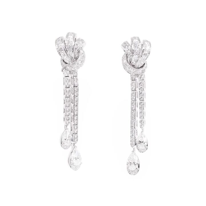 Tilda’s Bow Double Pavé Diamond Drop Earrings