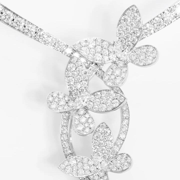 Round and Marquise Diamond Pavé Butterfly Necklace