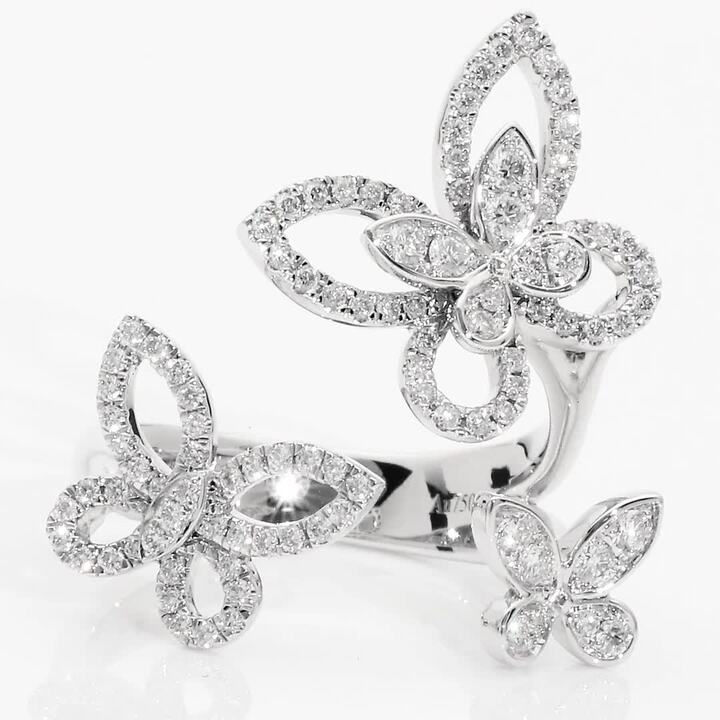 Triple Butterfly Silhouette Diamond Ring