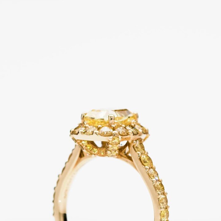 Icon Cushion Cut Yellow Diamond Engagement Ring