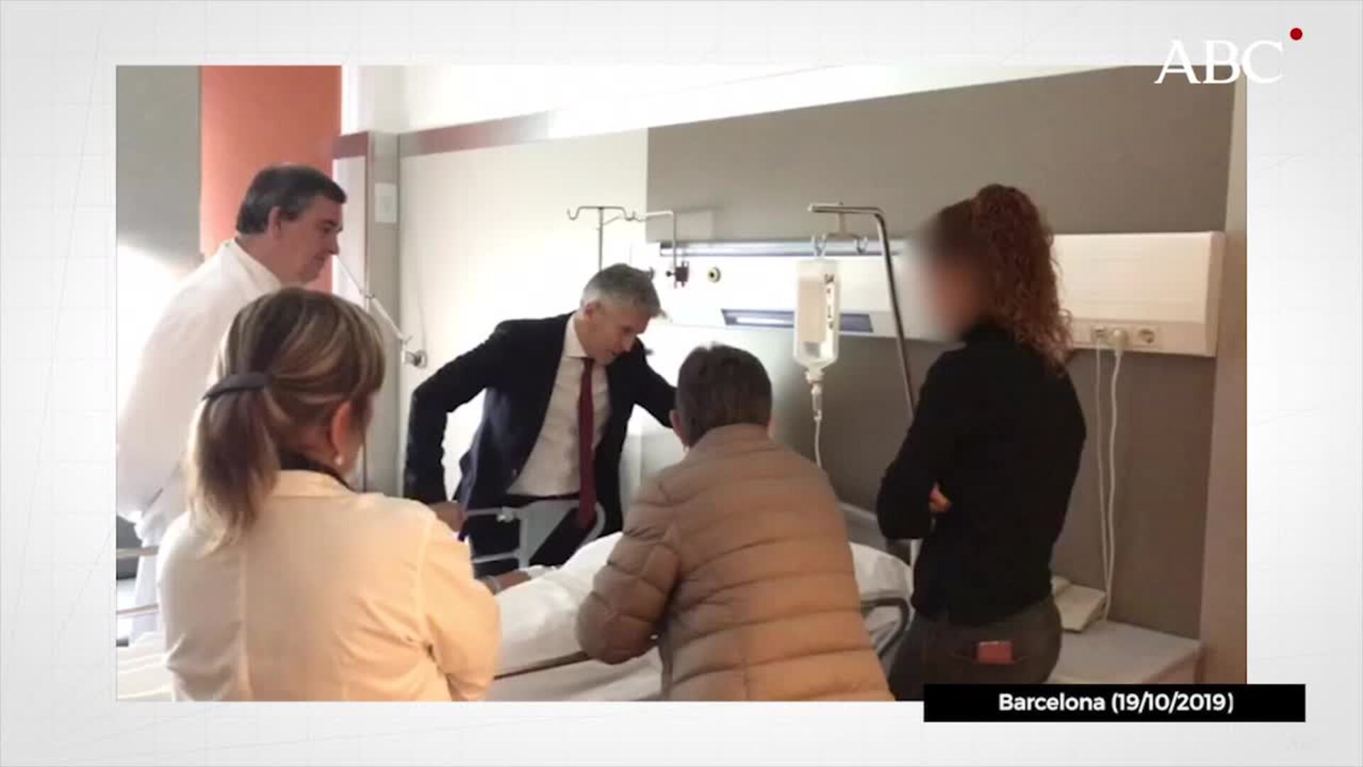Marlaska visita a los policías ingresados en hospitales de Barcelona