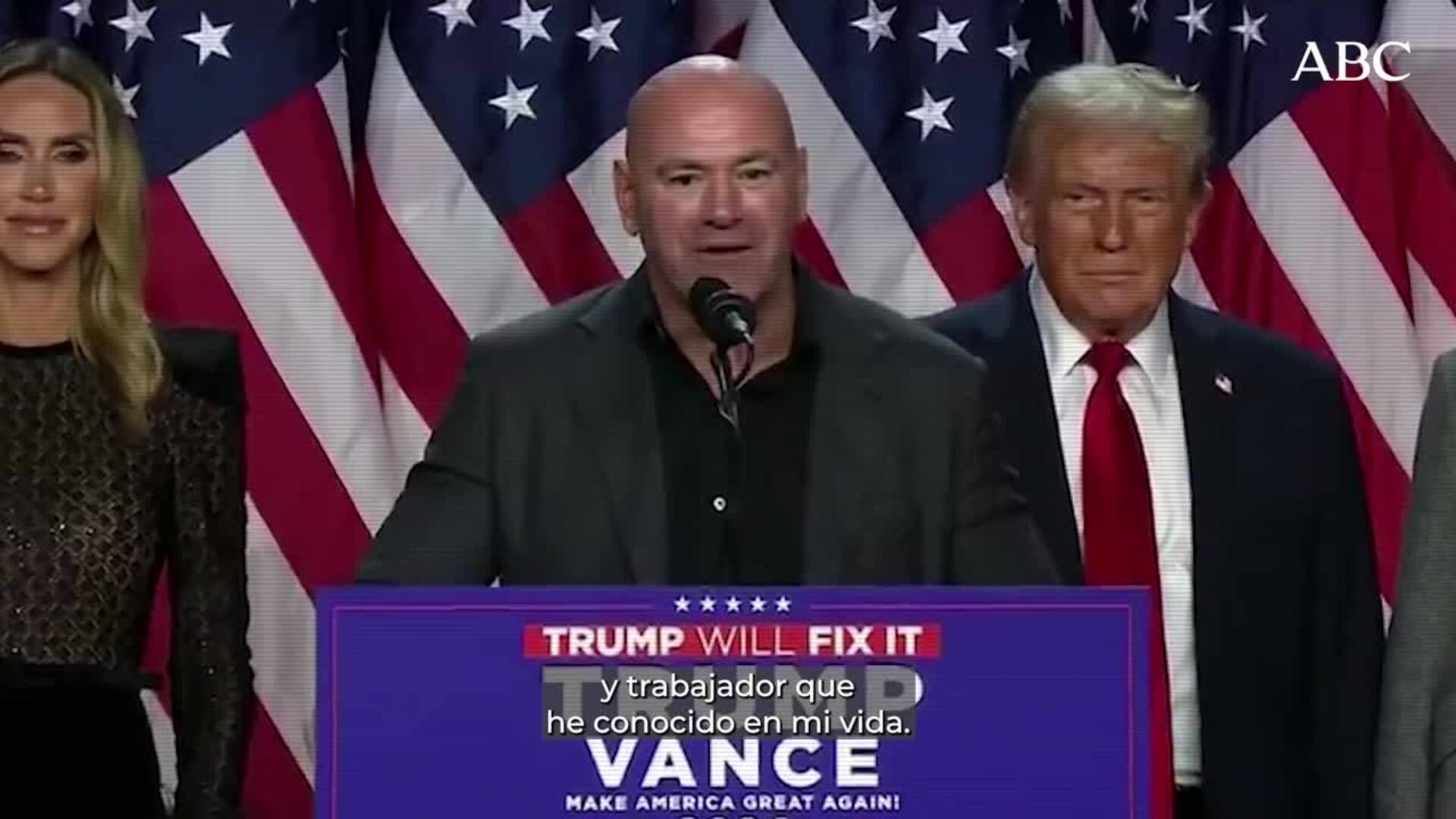Dana White junto a Donald Trump, en la celebración de la victoria electoral