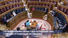 Carmen Calvo, dócil con el plantón de ERC, ataca al PP por abstenerse: «Cometieron un error histórico»