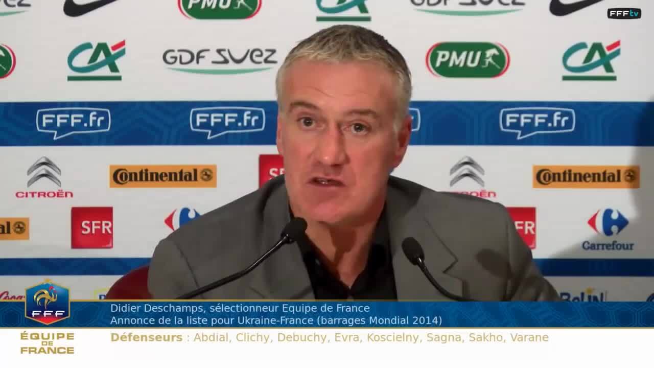 Conférence de presse de Didier Deschamps (7 novembre 2013)