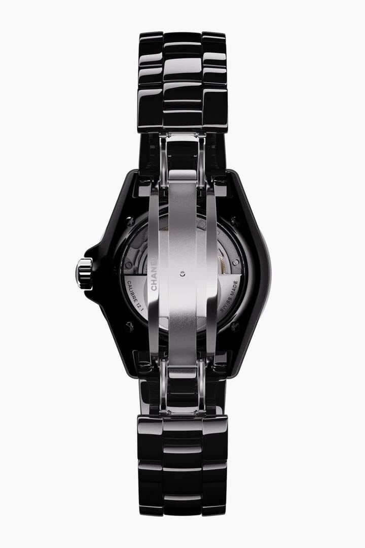 J12 Chronograph Watch, 41 mm - Black ceramic | CHANEL