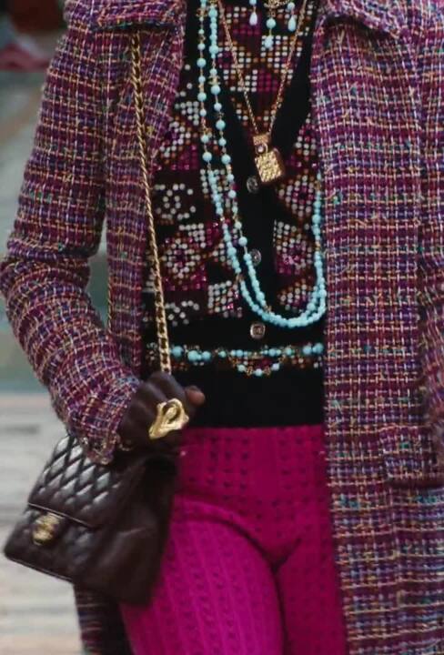 Coat - Wool tweed, pink, black, turquoise & yellow — Fashion