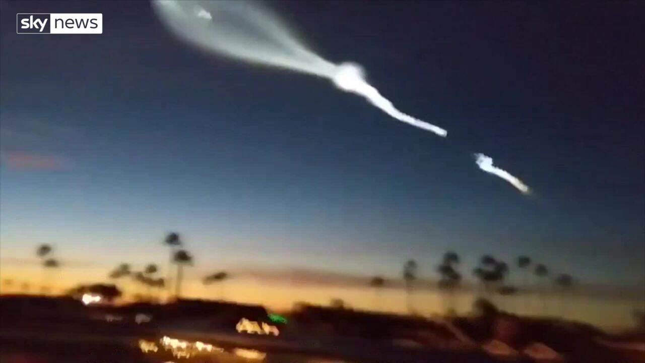 SpaceX rocket launch leaves a mysterious blue light in the sky