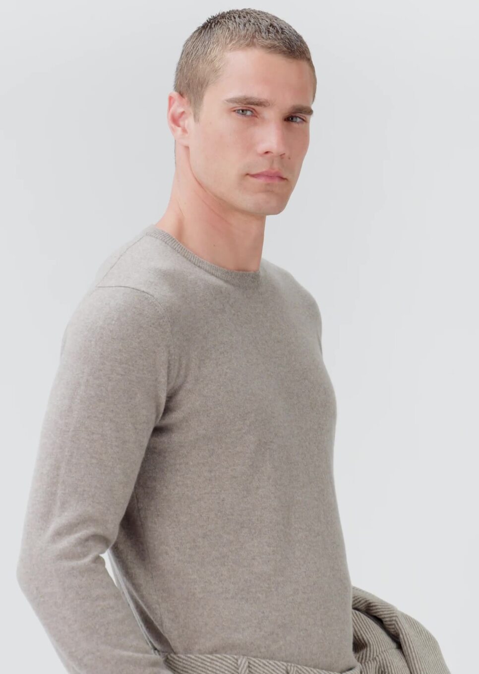 Long-sleeved, crew-neck jumper in silk and cotton