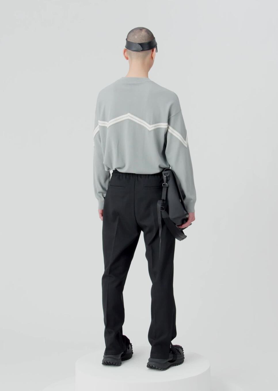 Wool-blend drawstring trousers with veining | EMPORIO ARMANI Man
