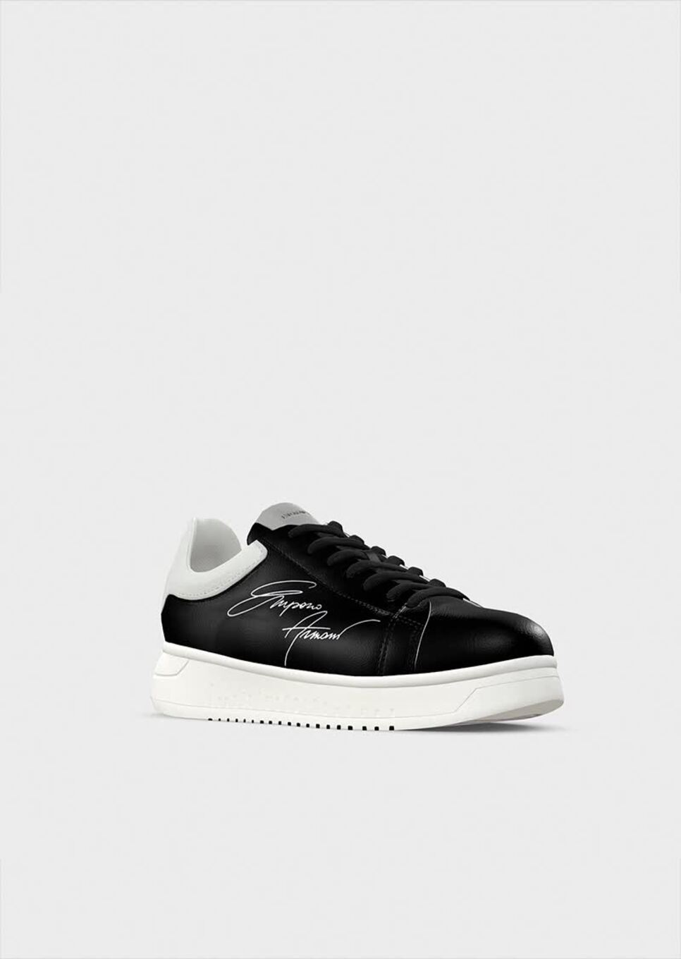 Emporio Armani Canvas Sneakers with Vegetable-Tanned Leather Details