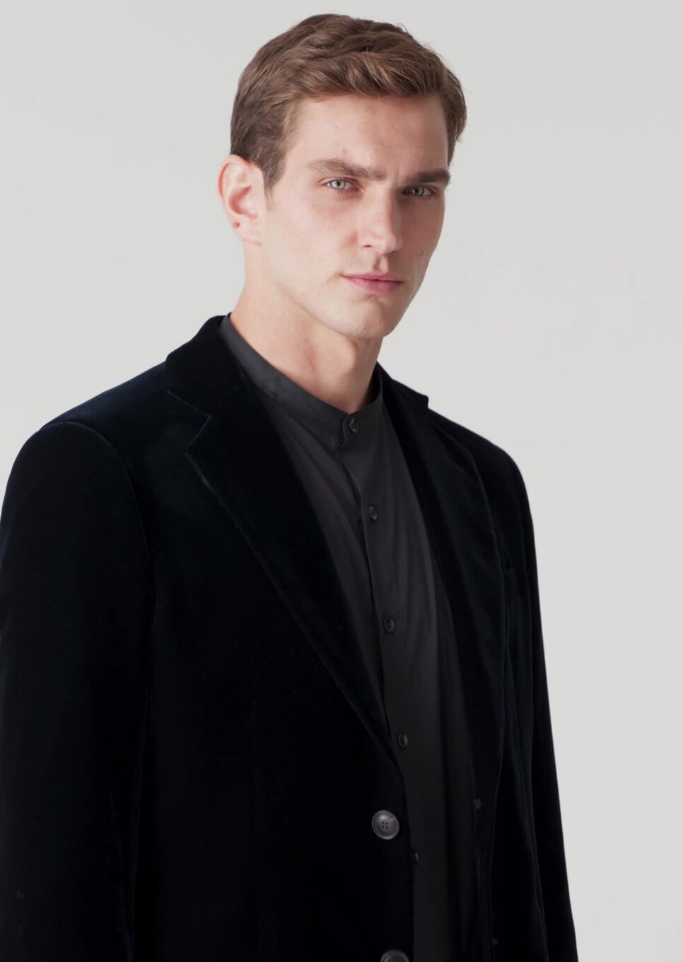 Icon George line single-breasted stretch-velvet jacket | GIORGIO 