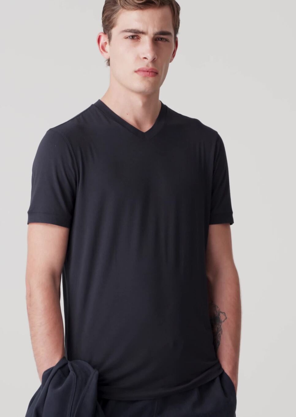 Icon V-neck T-shirt in stretch viscose jersey | GIORGIO ARMANI Man