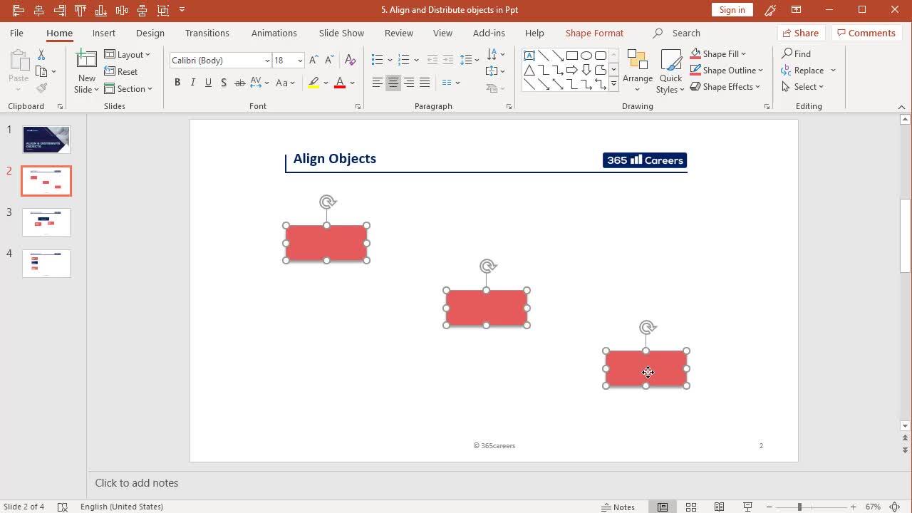 Align and distribute objects