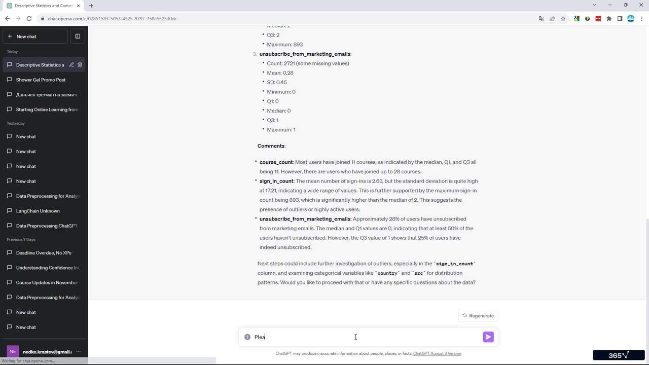 Extracting descriptive statistics with ChatGPT