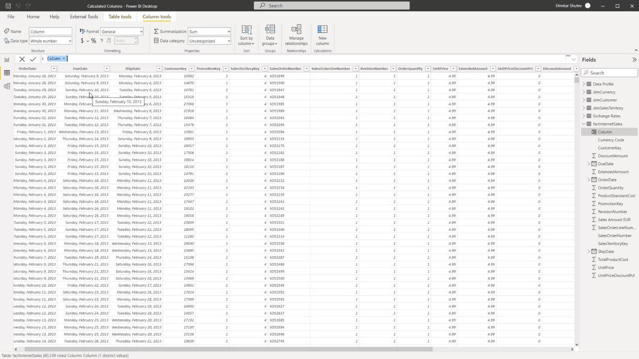 Calculated Columns