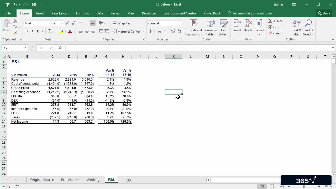 Calculating Percentage Variances and Applying Conditional Formatting