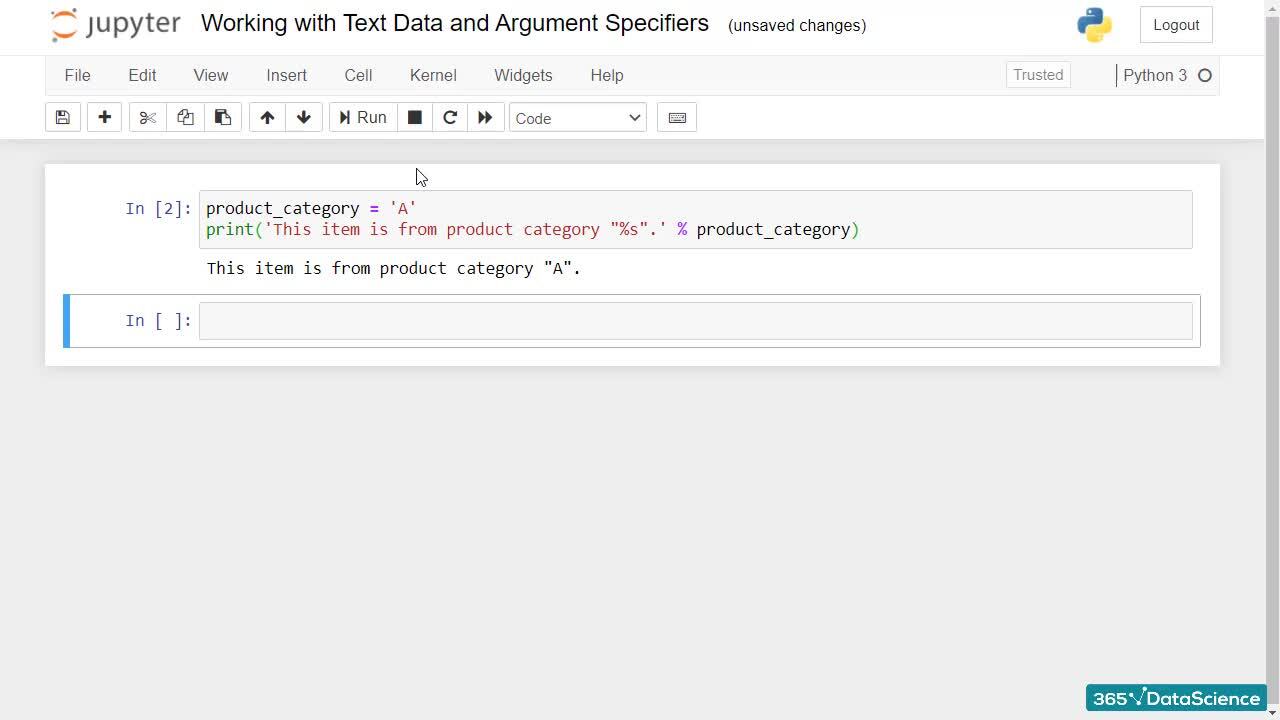 Dealing with Text Data and Argument Specifiers