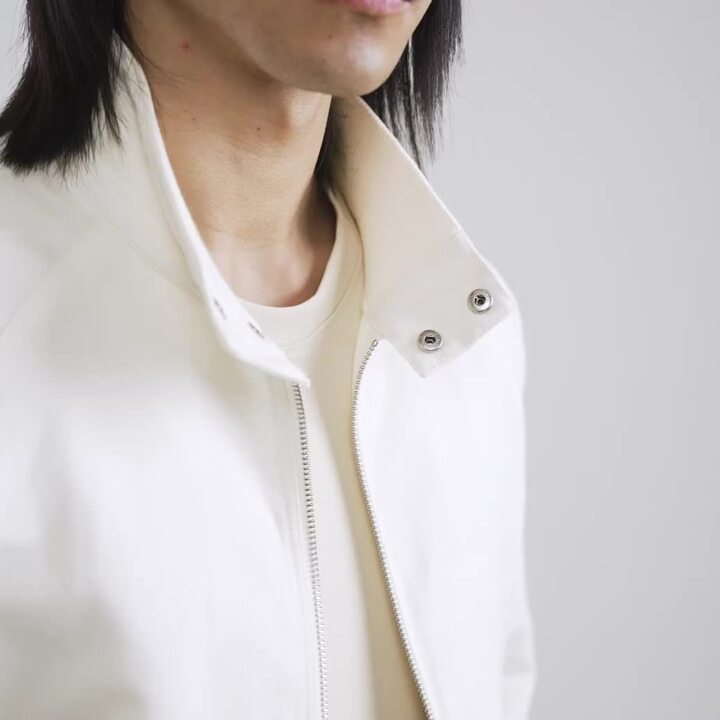Blouson en coton lin col montant