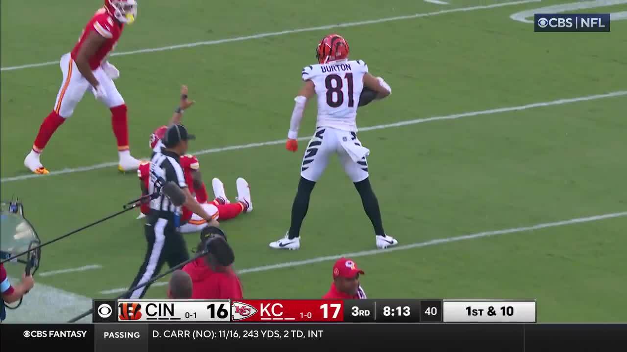 Can't-Miss Play: Burrow's 47-yard launch to Jermaine Burton silences Chiefs King