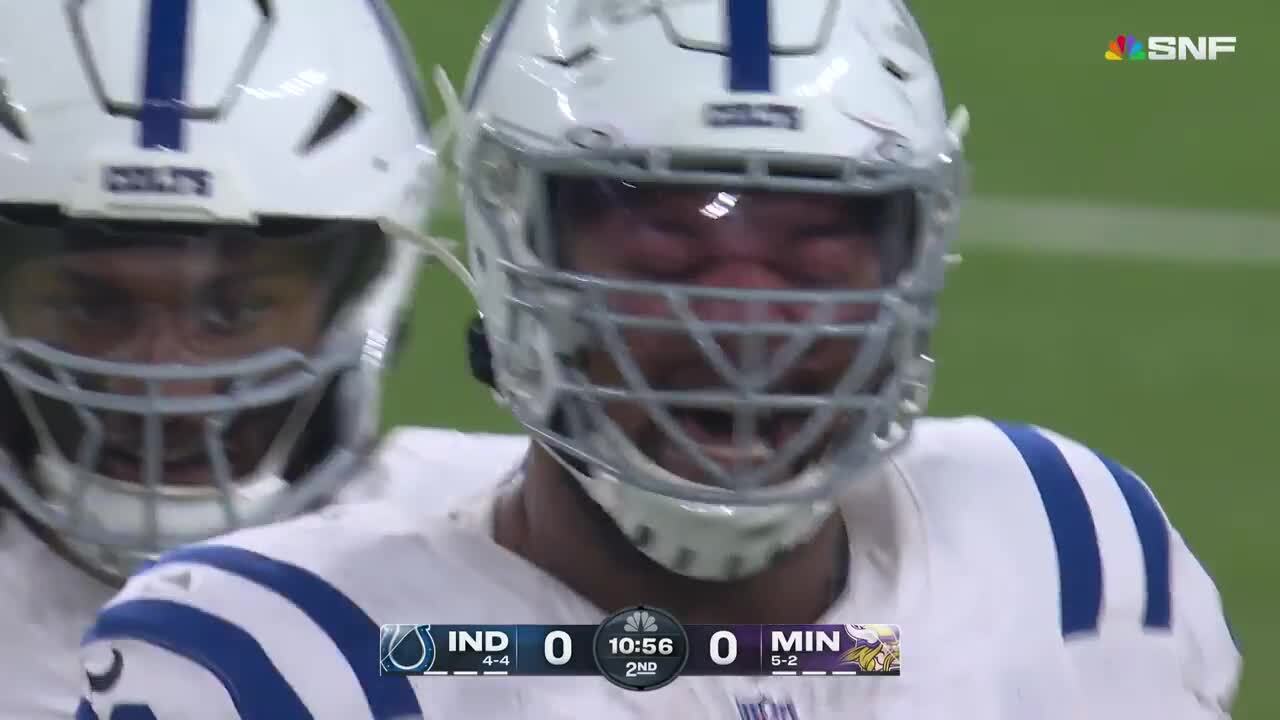 Can't-Miss Play: Strip-sack TD! Grover Stewart rag-dolls Darnold for Kenny Moore