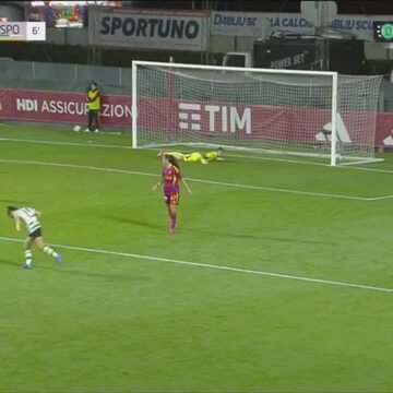 Golos da vitória da equipa feminina do Sporting frente à Roma (2-1)
