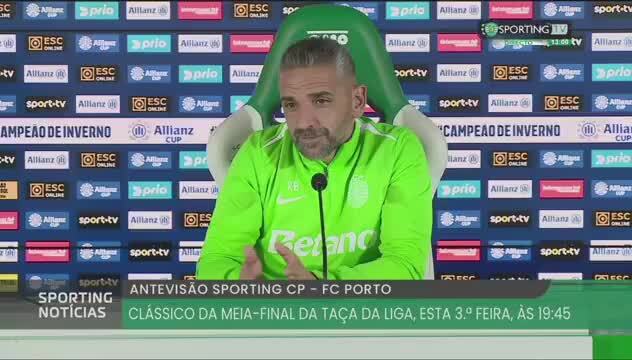 Rui Borges aborda Fresneda em conferência de imprensa do Sporting - Porto