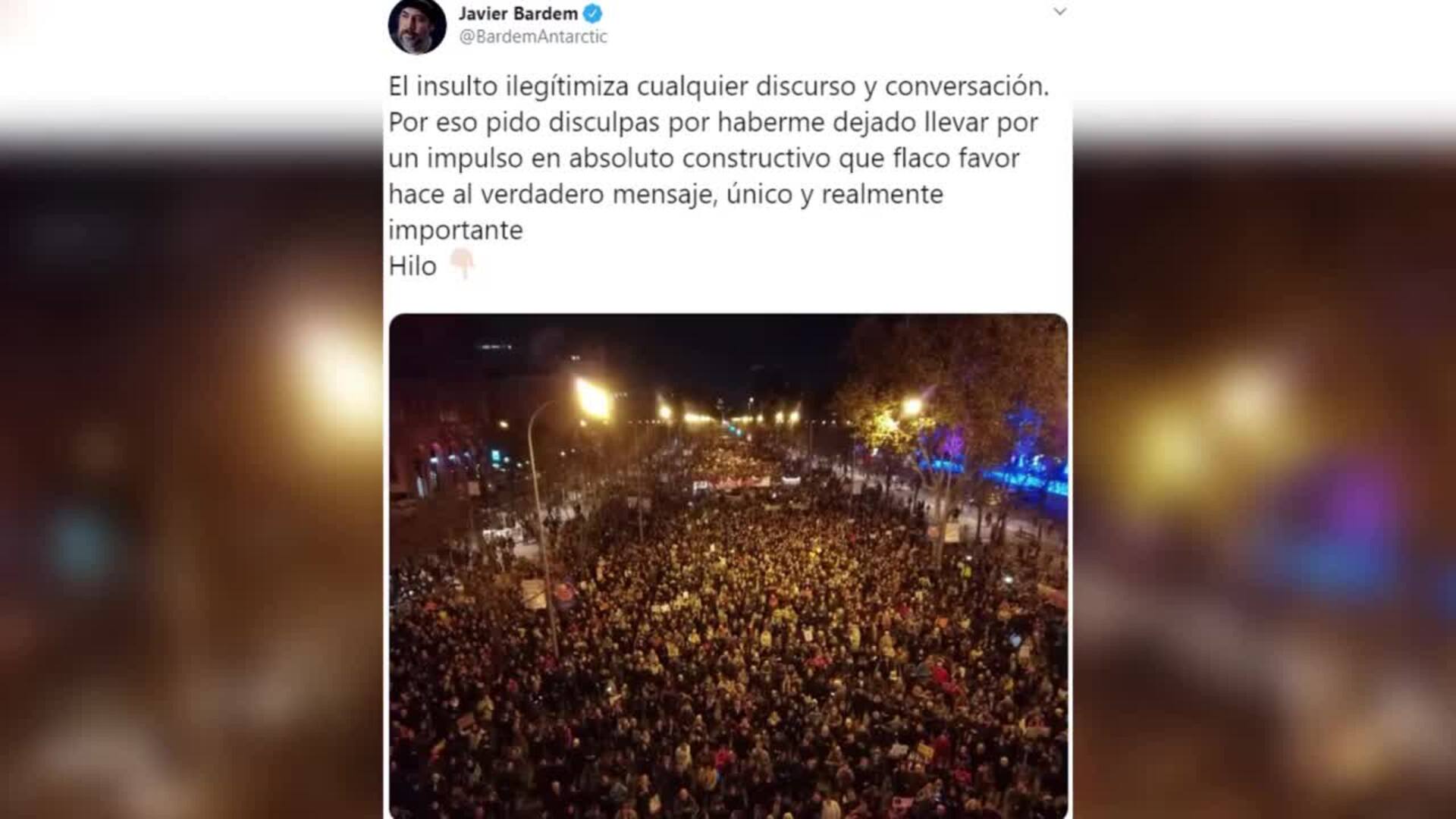 Javier Bardem pide disculpas por llamar &quot;estúpido&quot; a Almeida