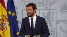 Pablo Casado choca con Sánchez en los Presupuestos por Podemos: «La pelota está en su tejado»