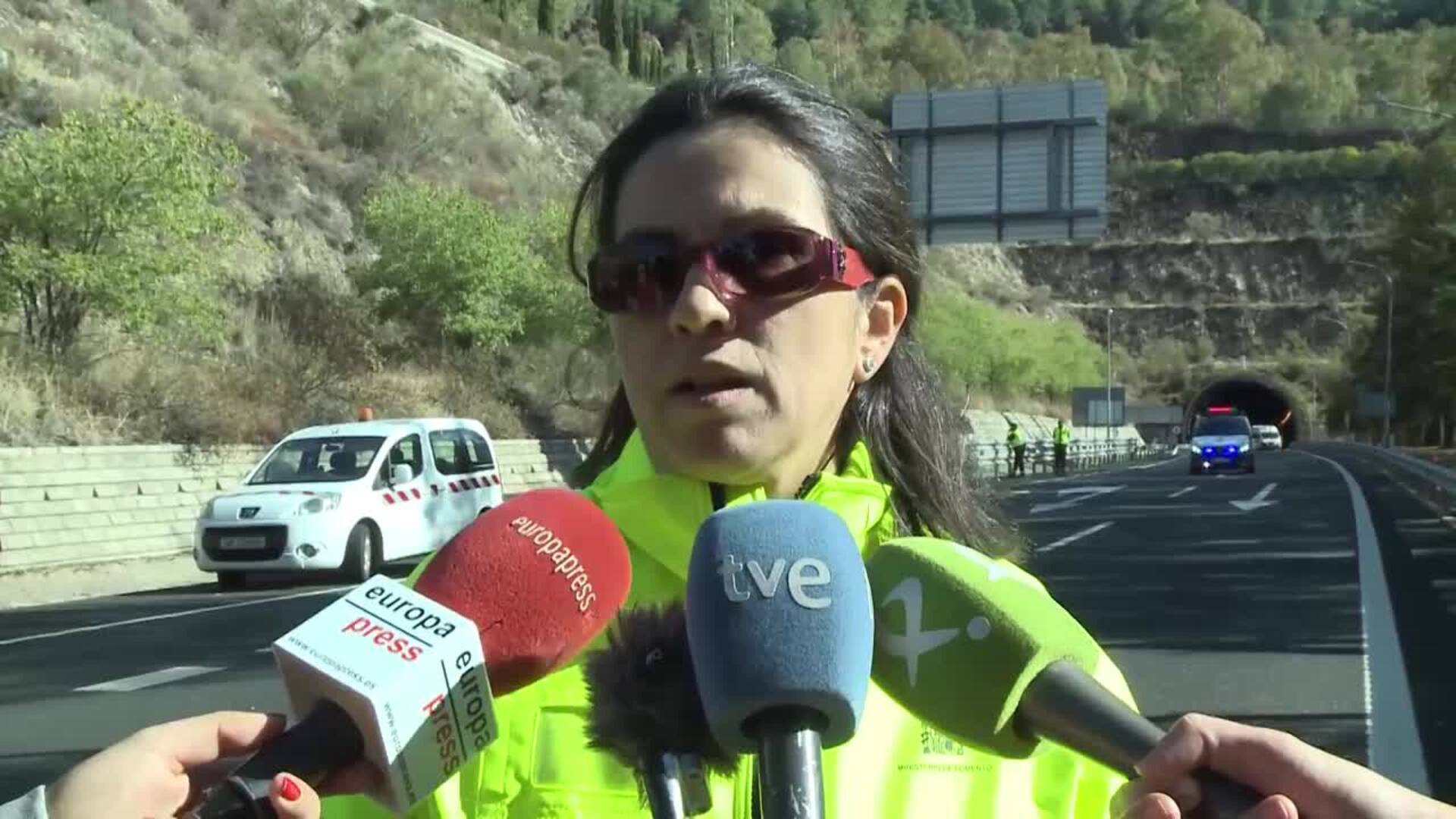 Simulacro de accidente de tráfico en el túnel de Miravete