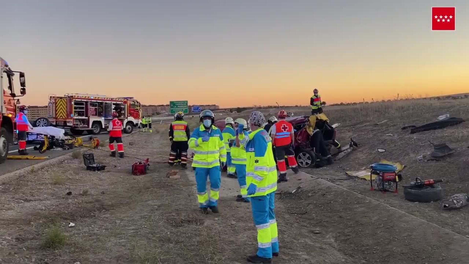 Cuatro heridos en un accidente entre dos coches en la R-4 a la altura de Valdemoro