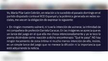 La barcelonista León niega haber hecho "tocamiento de zona íntima" a la colombiana Caracas