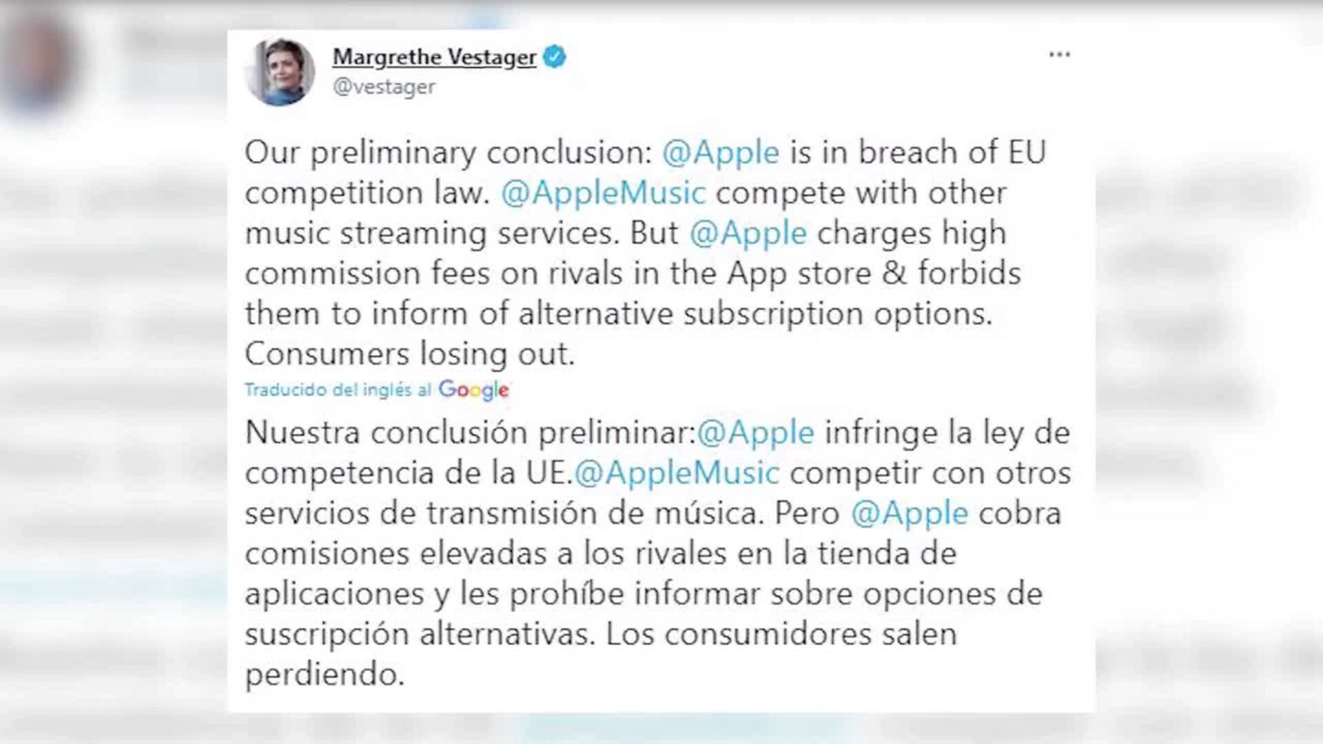 Bruselas acusa a Apple de abuso de posición en la distribución de música streaming