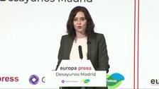 Ayuso responde al «acoso» de Sánchez: «El PSOE es un refugio de golpistas, batasunos, okupas y bolivarianos»