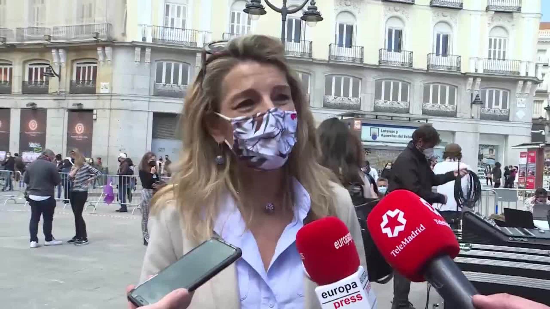 Yolanda Díaz: &quot;Es un día de fiesta, el protagonismo es de los trabajadores&quot;