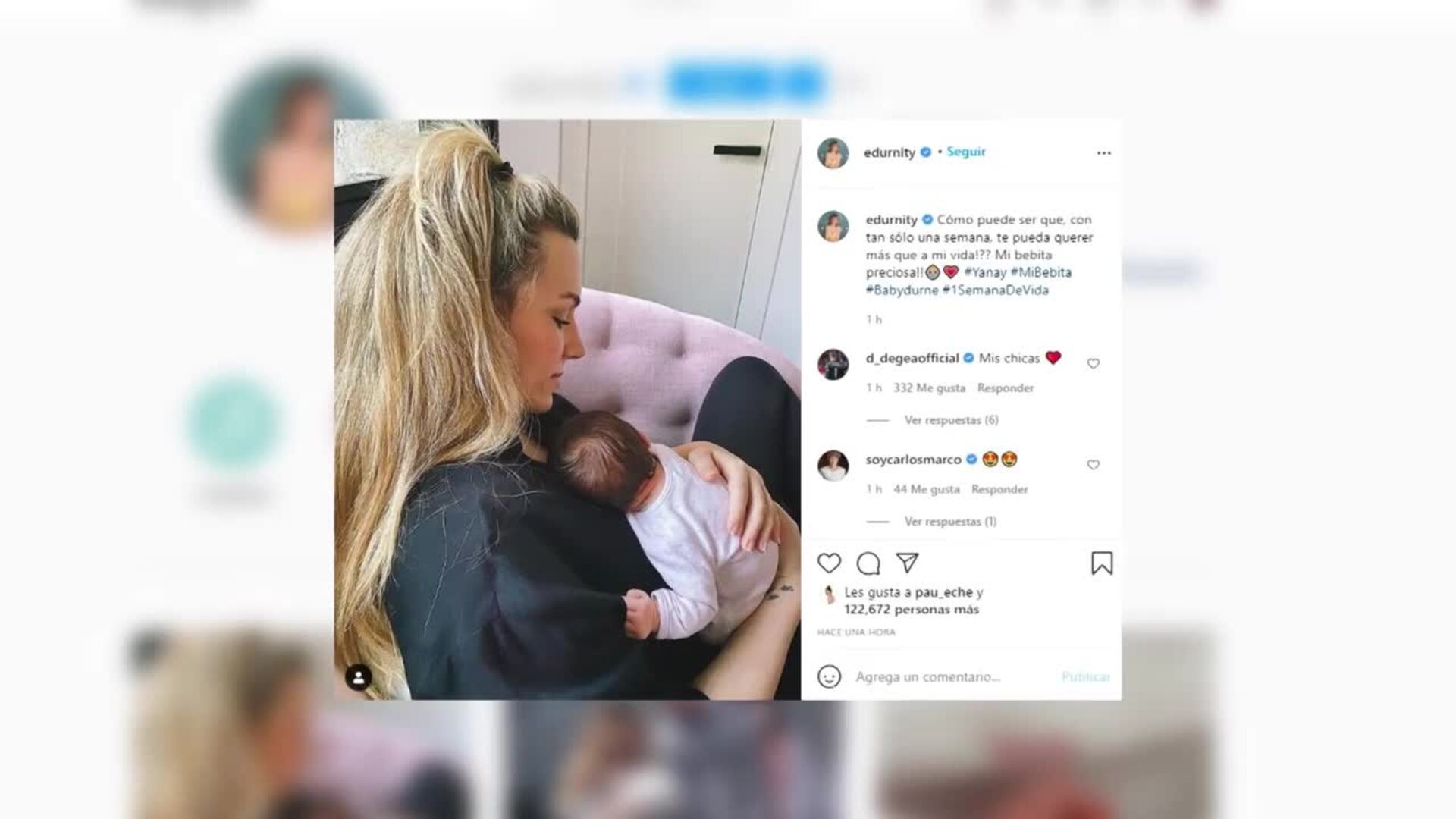 El mensaje cargado de amor que ha enviado Edurne a su hija Yanay